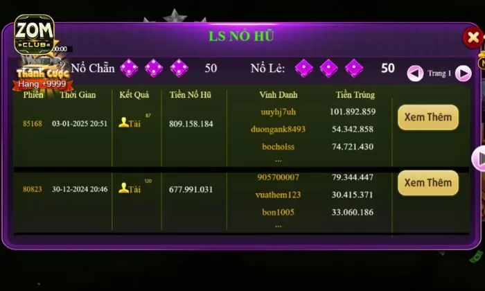 Chẵn lẻ Zomclub Chẵn lẻ Zomclub có tỷ lệ cược cạnh tranh